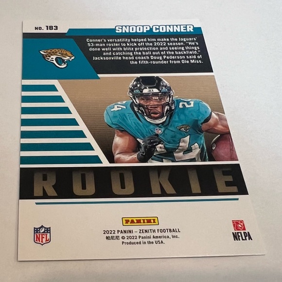 Trading card football 2022 Panini-Zenith # 183 Snoop Conner RC - Picture 6 of 8